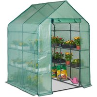 VonHaus Walk In Greenhouse with 8 Shelves in White