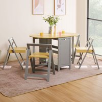 VonHaus Firbeck Folding Dining Table & Chair Set 4 in Grey