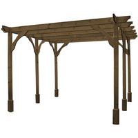 Rutland County Garden Furniture Ltd Premium Pergola 6 Posts - Wood - L360 x W480 x H270 cm - Rustic Brown