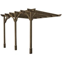 Rutland County Garden Furniture Ltd Wall Mounted Premium Pergola 3 Posts, L240 x W420 x H270 cm, Green in Brown