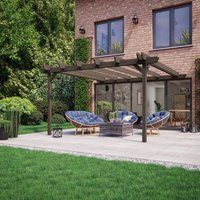 Rutland County Garden Furniture Ltd Wall Mounted Double Garden Pergola, L300 x W420 x H270 cm, Light Green in Brown