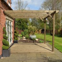 Rutland County Garden Furniture Ltd Wall Mounted Garden Pergola & Decking Kit, L480 x W480 cm, Brown