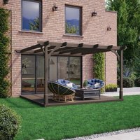 Rutland County Garden Furniture Ltd Premium Wall Mounted Pergola & Decking Kit, L240 x W240 cm, Green in Brown