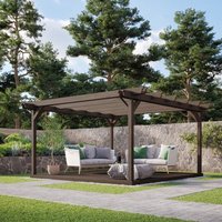 Rutland County Garden Furniture Ltd Double Garden Pergola & Decking Kit, L420 x W420cm, Light Green in Brown