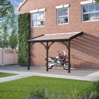 Rutland County Garden Furniture Ltd Polycarbonate Roof Car Port 3 Post, Wood, L250 x W506 cm, Rustic Brown