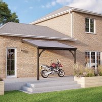 Rutland County Garden Furniture Ltd Felt Shingle Roof Car Port 2 Post, Wood - L200 x W434 cm - Light Green in Brown
