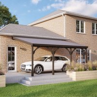 Rutland County Garden Furniture Ltd Felt Shingle Roof Car Port 4 Post, Wood - L350 x W722 cm - Light Green in Brown