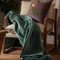Voyage Maison Haze 100% Cotton Velvet Quilted Throw in Cobalt | Size: 140 cm x 200 cm