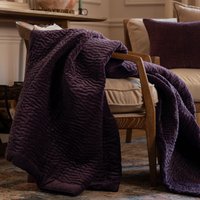 Voyage Maison Haze 100% Cotton Velvet Quilted Throw in Plum | Size: 140 cm x 200 cm