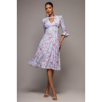 Floral Printed Flared Sleeve Midi
