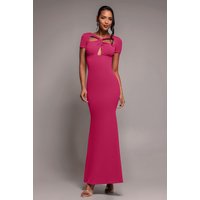 Scuba Crepe Twist Cutout Maxi Dress Dark