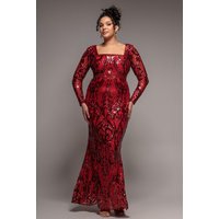Sequin Square Neck Maxi Scallop Hem