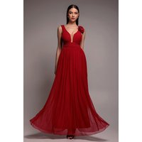 Sleeveless Pleated Dobby Mesh Corsage Maxi Dress