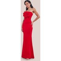 Scuba Crepe Bandeau Rose Maxi Dress