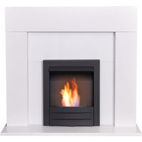 Adam Fires & Fireplaces Adam Miami Fireplace in Pure White with Colorado Bio Ethanol Fire in Black, 48 Inch in Black