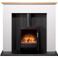 Adam Fires & Fireplaces Adam Innsbruck Stove Fireplace in Pure White with Keston Electric Stove, 45 Inch in Black