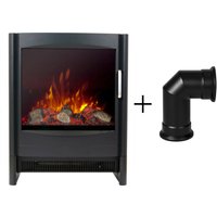 Sureflame Keston Electric Stove in Black with Angled Stove Pipe