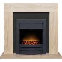 Adam Fires & Fireplaces Malmo Fireplace in Oak & Black with Colorado Electric Fire in Black, 39 Inch
