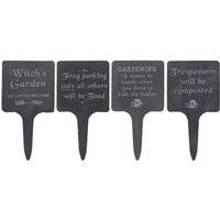 KDMD Set of 4 Slate Gothic Garden Signs in Grey