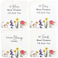 KDMD Set of 24 Wildflower Coasters in White