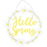 KDMD Hello Spring Hanging Daisy Wreath Decoration in White