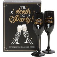 KDMD Til Death Do Us Party Champagne Flute Set in Black