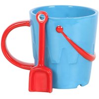 Bucket Shaped Ceramic Mug Spade Spoon