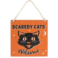 KDMD Scaredy Cats Welcome Hanging Sign in Brown