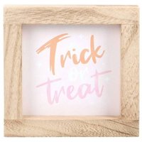 KDMD Pink Trick or Treat Wooden Frame Sign