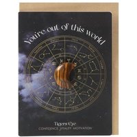 Out This World Tigers Eye Crystal Moon Greeting Card