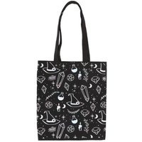 KDMD Crystal Witch Print Polycotton Tote Bag in Black