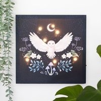 KDMD Night Owl Light Up Canvas Plaque in Chocolate