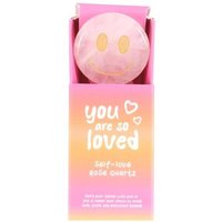 You Are Loved Rose Quartz Happy Face Crystal