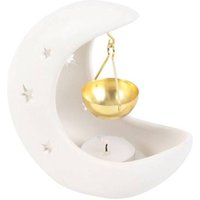 Crescent Moon Hanging Oil Burner Gold Dish