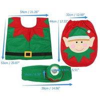 Shatchi Christmas Toilet Seat Cover & Mat Bathroom Set Xmas Home Decor Party Accessories 3pcs, White ELF