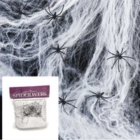 Shatchi 2 Packs Halloween Spider Web with 8 Spiders - White Stretchable Cobweb Decoration