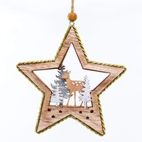 Shatchi Christmas Tree Hanging Decoration Standing Deer Star Shape in Gold