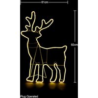 Standing Reindeer Neon Effect Rope Light Silhouette Double Side 90 Warm LEDs Yellow