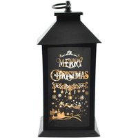 Shatchi Christmas Lantern Plastic Black Indoor Xmas Nativity Theme Decorations Battery Operated