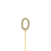 Shatchi Gold 0 Sparkley Diamond Cake Topper Number 0 for Birthday Anniversary