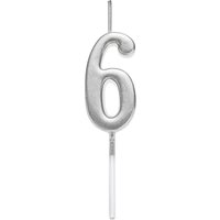 Shatchi Silver 6 Number Candle Birthday Anniversary Party Cake Decorations Topper