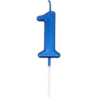 Shatchi Blue 1 Number Candle Birthday Anniversary Party Cake Decorations Topper