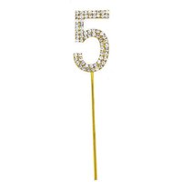 Shatchi Gold 5 Sparkley Diamond Cake Topper Number 5 for Birthday Anniversary