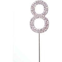 Shatchi Silver 8 Sparkley Diamond Cake Topper Number 8 for Birthday Anniversary