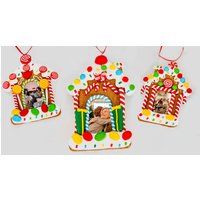 Ceramic Christmas Tree Hanging Photo Frame Decorations In Multicolour, Pack Sizes 3 Or 12
