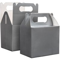 Shatchi 20Pcs Silver Colour Cardboard Lunch Carry Meal Food Cake Party Box Childrens Loot Bags