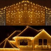 240 Warm LED Icicle Christmas Lights 8 Modes Auto Timer Yellow