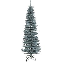 Shatchi Artificial Flocked Slim Christmas Frosty Green Pencil Tree Home Decorations with Pointed Tips & Metal Stand | Size: 8ft