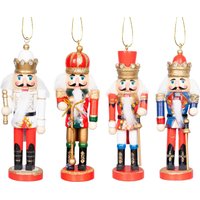 Shatchi - 13cm Wooden Nutcrackers Figures Christmas Ornament 4pcs Set