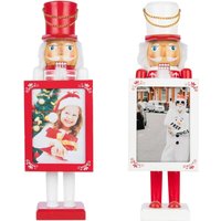 Shatchi 38cm Wooden Nutcrackers Figures Photo Holders Christmas Ornament 2Pcs Set